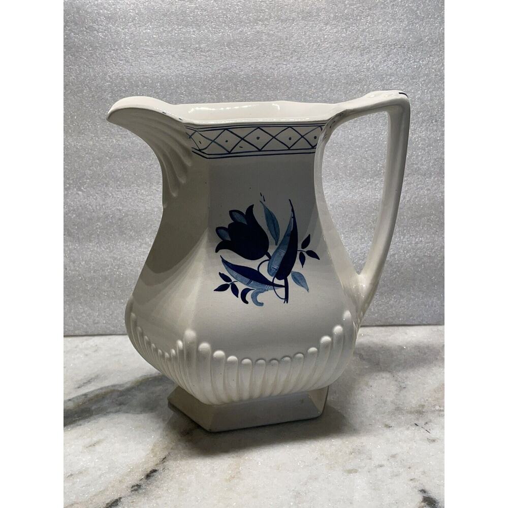 Vintage Adams England China Hollandia Blue Floral Ceramic Pitcher